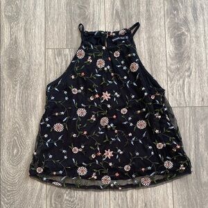 Abercrombie & Fitch - Floral Embroidered High Neck Tank Top - Size XS